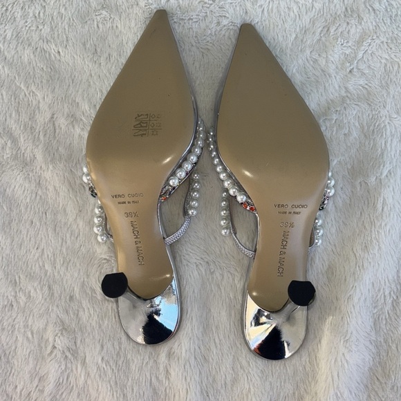 MACH & MACH Silver and Pearl Embellished Heels - Picture 7 of 11